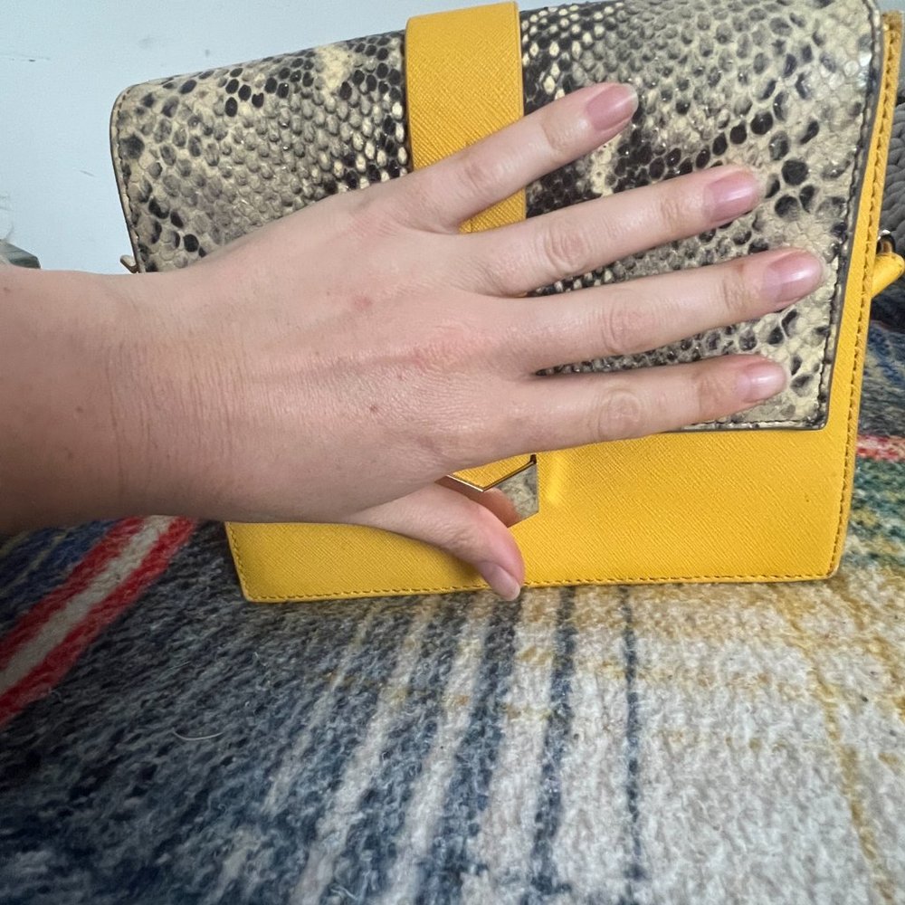 Badgley Mischka Yellow Python Bag - image 3